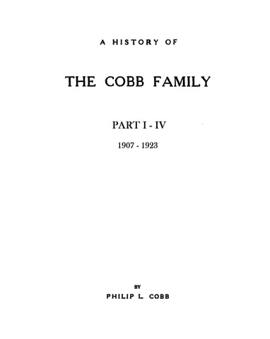 COBB: History of the Cobb family, Part 1-4