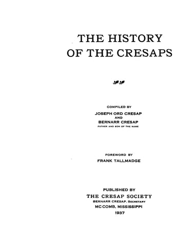 CRESAP: History of the Cresaps 1937