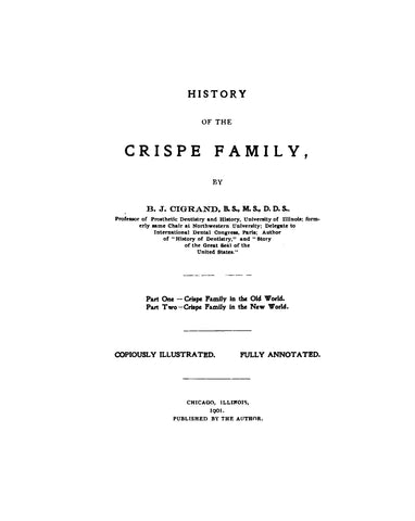 CRISPE: History of the Crispe family... in the Old World & the New World 1901