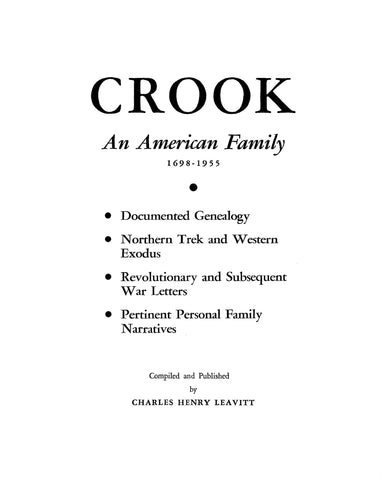 Crook: An American family, 1698-1955: documented genealogy 1956