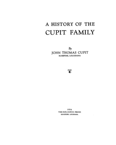 CUPIT: History of the Cupit family 1954