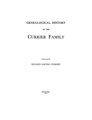 CURRIER: Genealogical history of the Currier family 1935