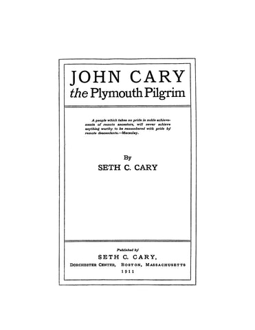 CARY: John Cary, Plymouth Pilgrim