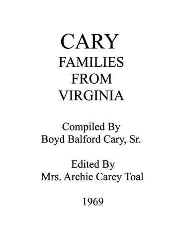 Cary Families from Virginia 1969