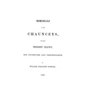 CHAUNCEY:  Memorial of the Chaunceys, Including President Chauncey, His Ancestors and Descendants 1858