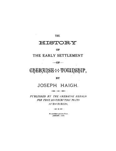 CHEBANSE, IL:  HISTORY OF THE EARLY SETTLEMENT OF CHEBANSE TOWNSHIP. (Softcover)