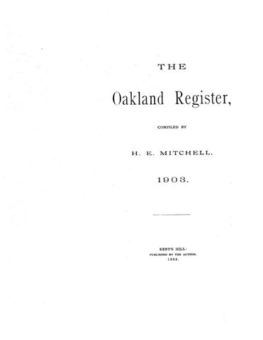 OAKLAND, ME:  THE OAKLAND REGISTER, 1903 [Town History & Directory]. (Softcover)
