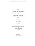 LINCOLN, ME:  PROBATE RECORDS OF LINCOLN COUNTY, 1760-1800. 1895
