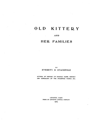 KITTERY, ME:  OLD KITTERY & HER FAMILIES. (Hardcover)