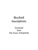 BOXFORD, MA: BOXFORD CEMETERY INSCRIPTIONS, Ext from "The Essex Antiquarian" (Softcover)