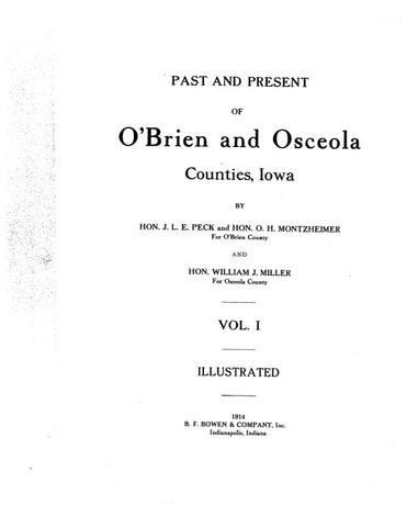 O'BRIEN, IA:  PAST & PRESENT OF O'BRIEN & OSCEOLA COUNTIES. (Hardcover)