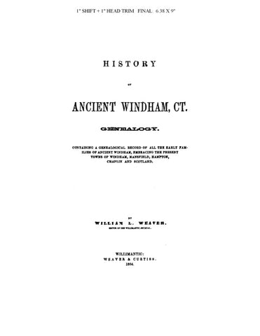 WINDHAM, CT: HISTORY OF ANCIENT WINDHAM 1864 (Softcover)
