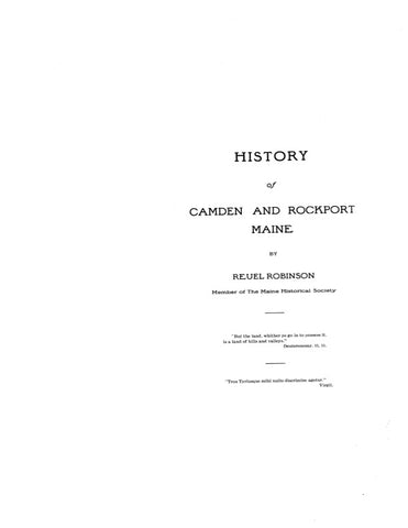 CAMDEN, ME:  HISTORY OF CAMDEN & ROCKPORT.