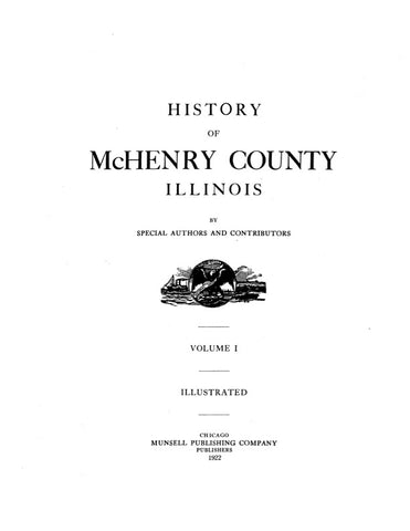 MC HENRY, IL:  HISTORY OF McHENRY COUNTY, IL