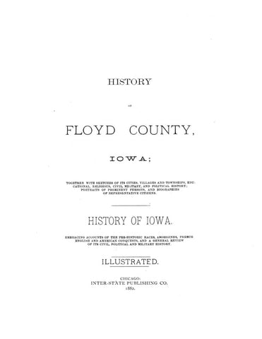 FLOYD, IA:  HISTORY OF FLOYD COUNTY  (Hardcover)