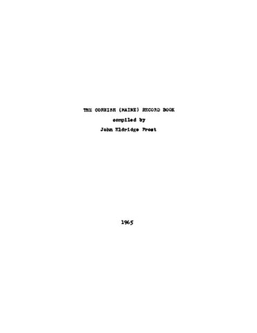 CORNISH, ME:  CORNISH RECORD BOOK [cemetery inscriptions]. (Softcover)