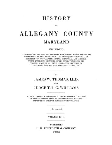 ALLEGANY, MD: HISTORY OF ALLEGANY COUNTY. (Hardcover)