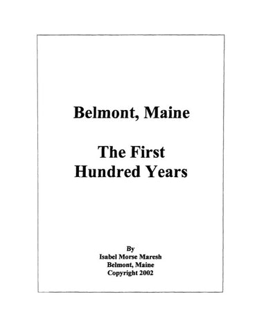 BELMONT, Maine the First Hundred Years (Hardcover)