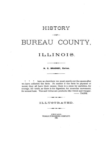 BUREAU, IL:  HISTORY OF BUREAU COUNTY. (Hardcover)