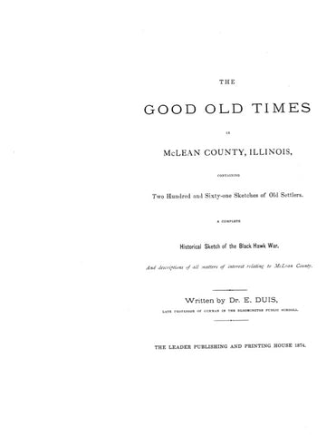 McLEAN, IL: GOOD OLD TIMES IN McLEAN COUNTY (Hardcover)