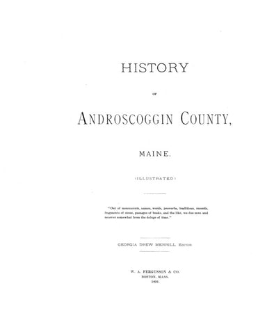 ANDROSCOGGIN, ME: HISTORY OF ANDROSCOGGIN COUNTY. (Hardcover)