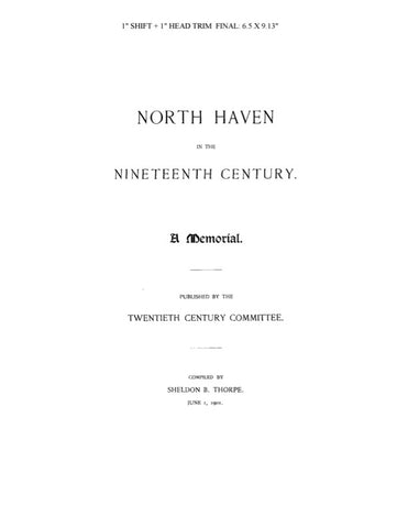 NORTH HAVEN, CT:  NORTH HAVEN IN THE 19TH CENTURY: A Memorial.