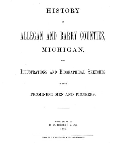 ALLEGAN, MI: HISTORY OF ALLEGAN & BARRY COUNTIES. (Hardcover)