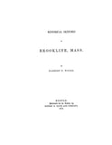 BROOKLINE, MA: HISTORICAL SKETCHES OF BROOKLINE. (Hardcover)