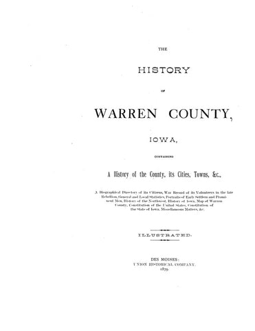 WARREN, IA:  HISTORY OF WARREN COUNTY  (Hardcover)