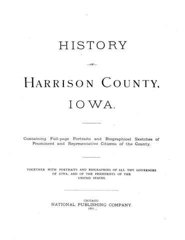 HARRISON, IA:  HISTORY OF HARRISON COUNTY. (Hardcover)