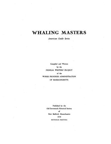 NEW BEDFORD, MA:  NEW BEDFORD WHALING MASTERS.