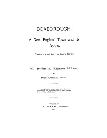 BOXBOROUGH, MA: Boxborough: A New England Town and Its People.
