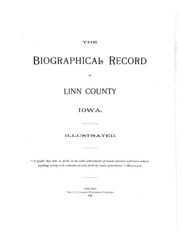 LINN, IA: BIOGRAPHICAL RECORD OF LINN COUNTY.