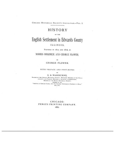 EDWARDS, IL:  HISTORY OF THE ENGLISH SETTLEMENT OF EDWARDS COUNTY.  Founded in 1817 & 1818. (Hardcover)