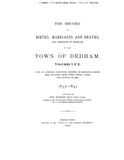 DEDHAM, MA:  THE RECORD OF THE TOWN MEETINGS and Abstracts of Births, Marriages, and Deaths in the Town of Dedham, Massachusetts.  1887-1896.  With index by Don Gleason Hill, Town Clerk