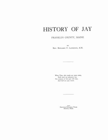 JAY, ME:  HISTORY OF JAY, Franklin County. (Softcover)