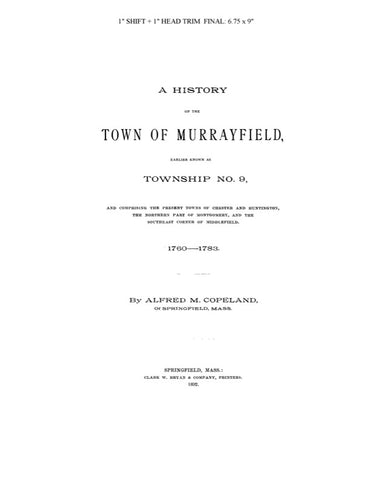 MURRAYFIELD, MA:  HISTORY OF THE TOWN OF MURRAYFIELD (Softcover)