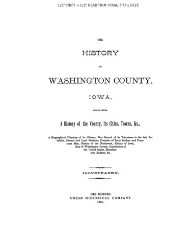 WASHINGTON, IA:  HISTORY OF WASHINGTON COUNTY (Hardcover)