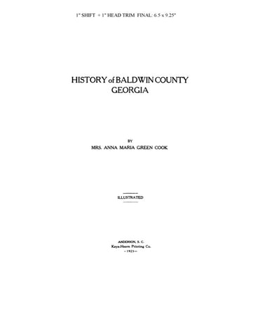 BALDWIN, GA: HISTORY OF BALDWIN COUNTY.