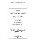 BATH, ME: HISTORICAL DATES OF THE TOWN & CITY OF BATH, and Town of Georgetown, from 1604 to 1874. (Softcover)