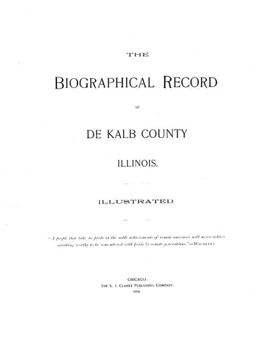 DEKALB, IL: BIOGRAPHICAL RECORD OF DEKALB COUNTY.