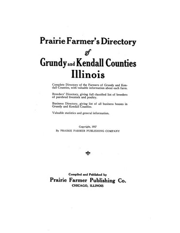 GRUNDY, IL:  PRAIRIE FARMER'S DIRECTORY OF GRUNDY & KENDALL COUNTIES: