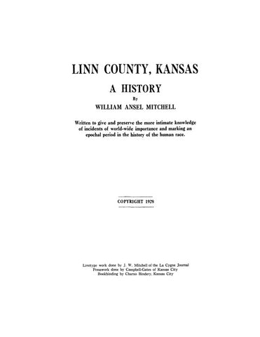 LINN, KS:  LINN COUNTY, A History.