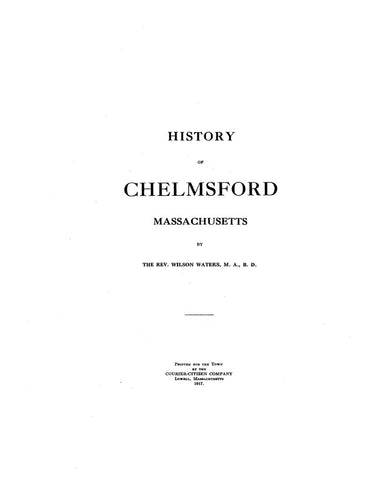 CHELMSFORD, MA:  HISTORY OF CHELMSFORD. (Hardcover)