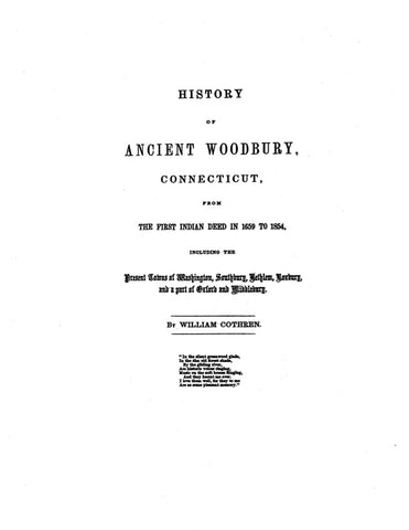 WOODBURY, CT: HISTORY OF ANCIENT WOODBURY. (Hardcover)