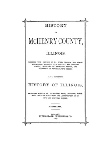 MC HENRY, IL: HISTORY OF McHENRY COUNTY, IL. (Hardcover)