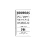 LINCOLN, MA: ACCOUNT OF THE CELEBRATION BY THE TOWN OF LINCOLN, of the 150th Anniversary of its Incorporation, 1754-1904.  With historical sketch & letters.