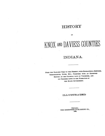 KNOX, IN:  HISTORY OF KNOX & DAVIESS COUNTIES (Hardcover)