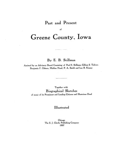 GREENE, IA:  PAST & PRESENT OF GREENE COUNTY, together with Biograpical Sketches of Many of its Prominent & Leading Citizens. (Hardcover)