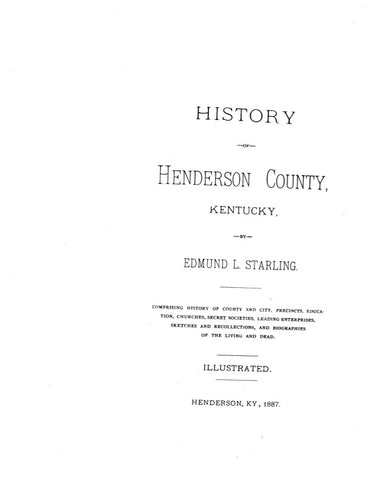 HENDERSON, KY:  HISTORY OF HENDERSON COUNTY. (Hardcover)
